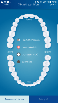 Philips Sonicare aplikace oblasti zamareni zubu