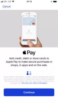 Apple Pay ceska republika pridani platebni karty