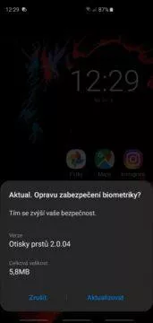 ctecka otisku prstu aktualizace samsung s10