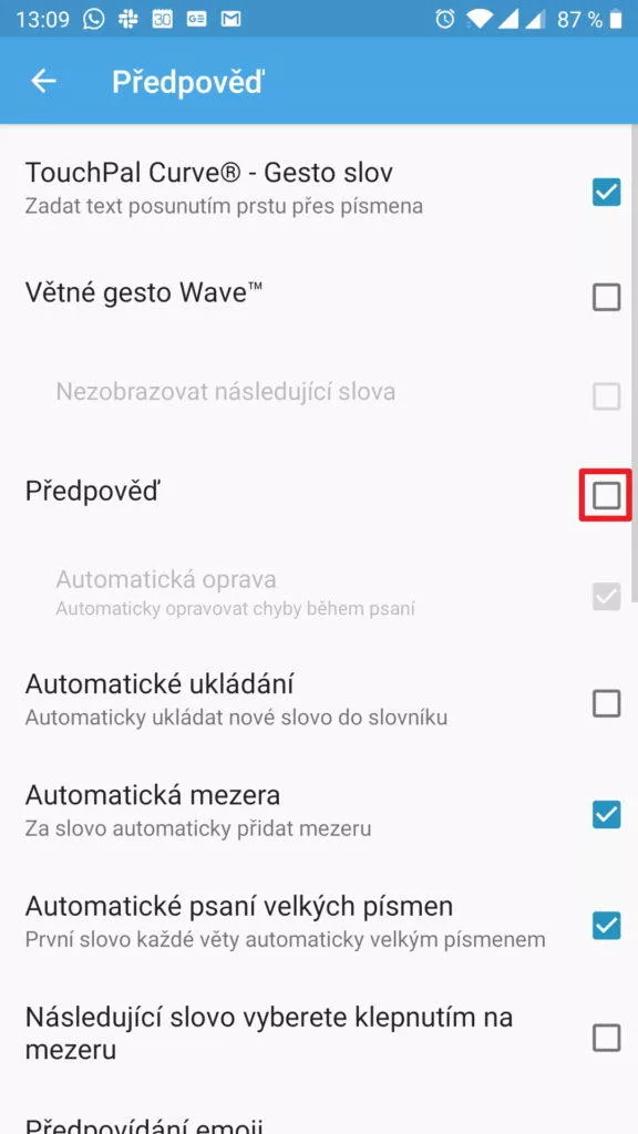 Deaktivujte volbu