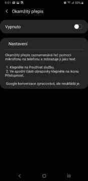 google okamzity prepis nastaveni pristupnost