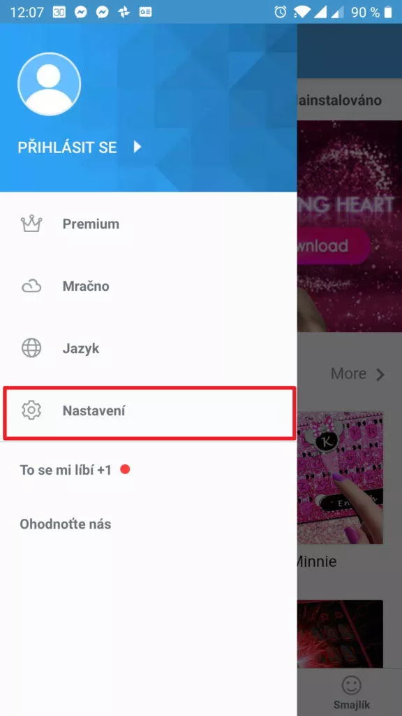 Otevřete nastavení aplikace