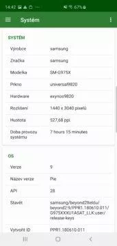 Samsung Galaxy S10 Plus cpu x aplikace