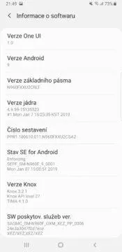 Samsung One UI informace o software