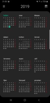 Samsung One UI kalendar tmavy rezim