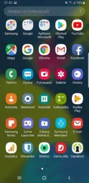 Samsung One UI menu aplikace