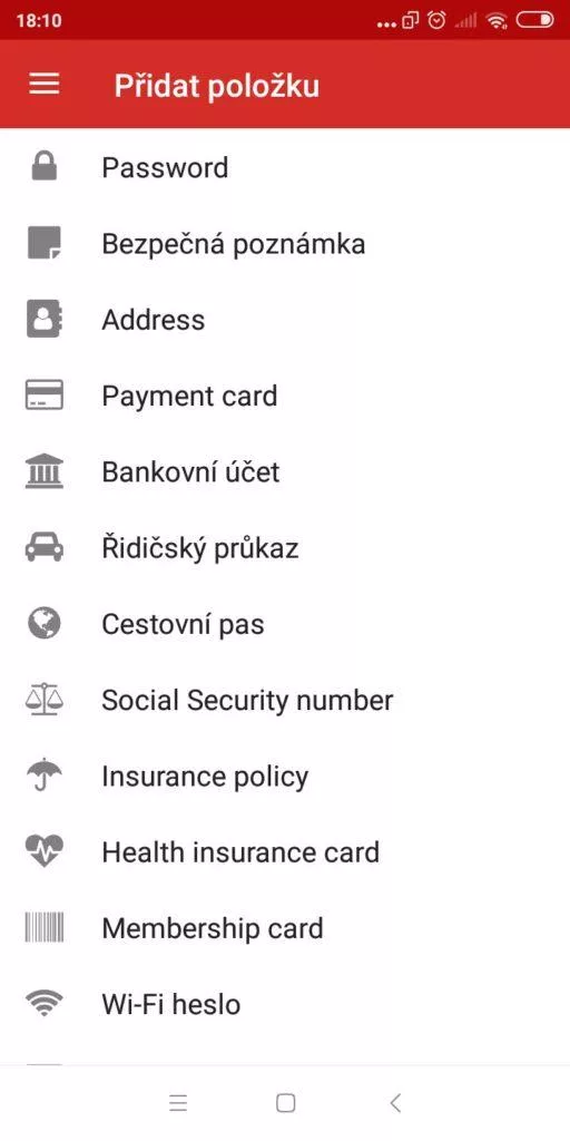 Správce hesel poznámky
