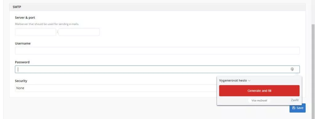 Správce hesel Lastpass app - web nové heslo