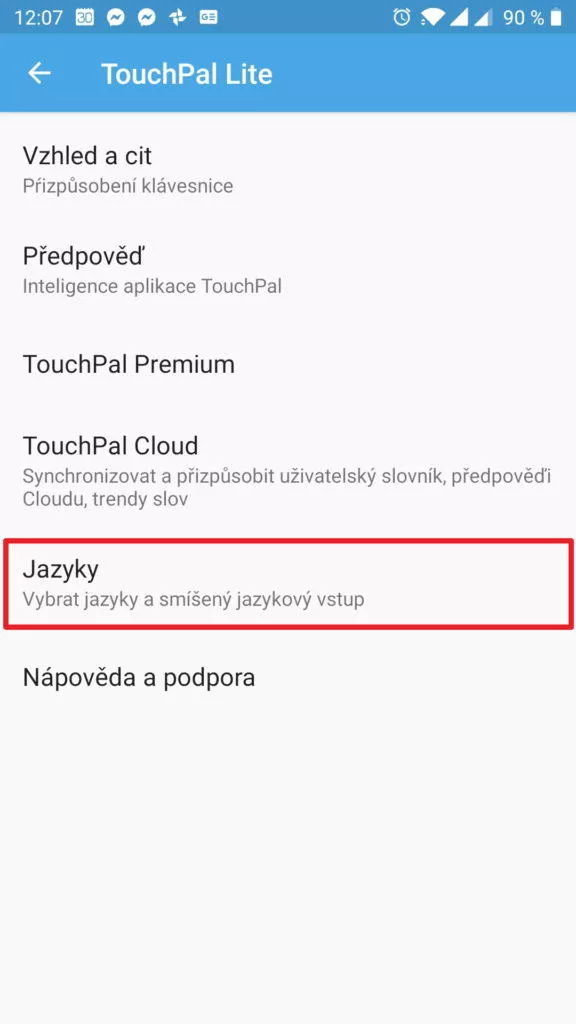 V jazycích aktivujte češtinu