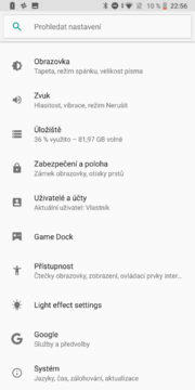 Xiaomi Black Shark Android system JoyUI nastaveni