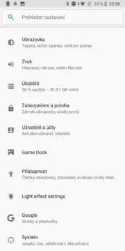 Xiaomi Black Shark Android system JoyUI nastaveni