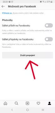 zruseni propojeni uctu facebook instagram