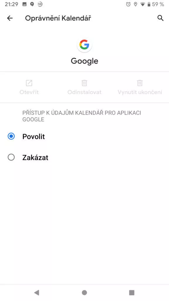 Android Q opravneni kalendar