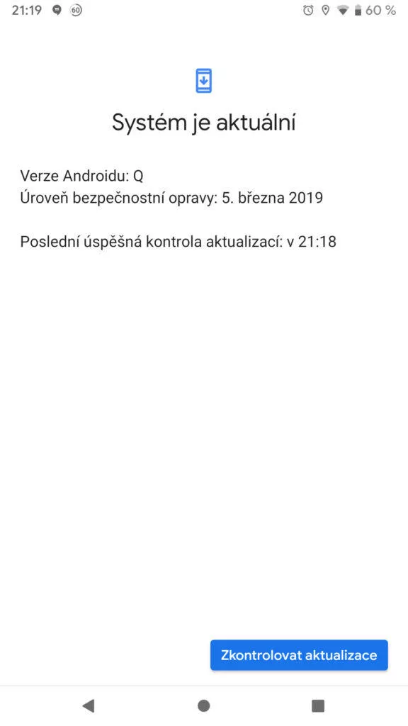 Android Q system je aktualni