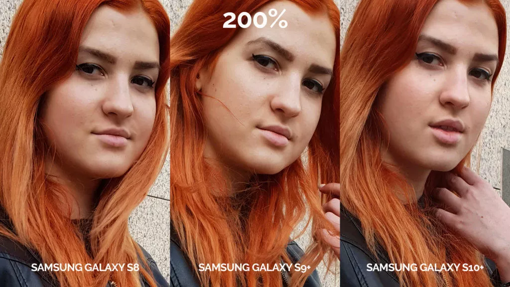 denni fototest Samsung galaxy s10 vs galaxy s9 vs s8 modelka detail