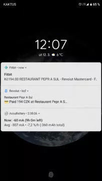 Fitbit Pay Revolut platba notifikace