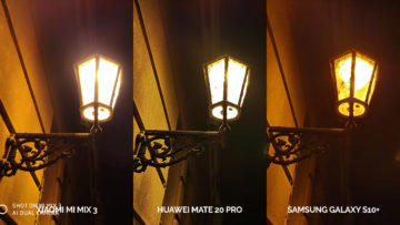 fototest galaxy s10 vs mi mix 3 vs mate 20 pro noční fotografie lampa v praze