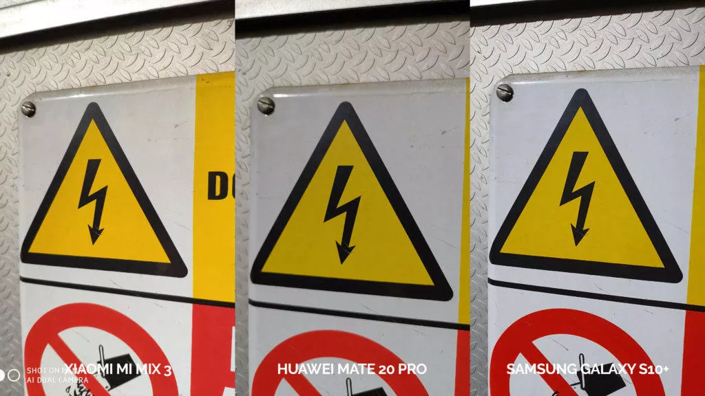 fototest galaxy s10 vs mi mix 3 vs mate 20 pro umělé osvětlení upozornění elektrika