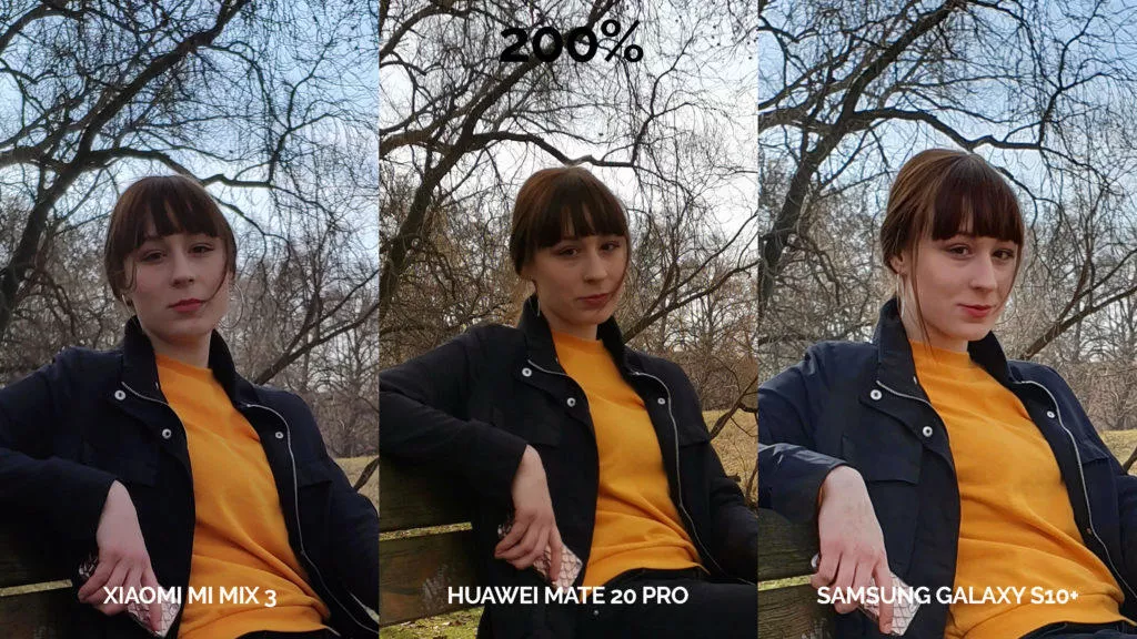 fototest galaxy s10 vs mi mix 3 vs mate 20 pro žena detail