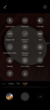 Huawei P30 Pro aplikace fotoaparátu rezimy