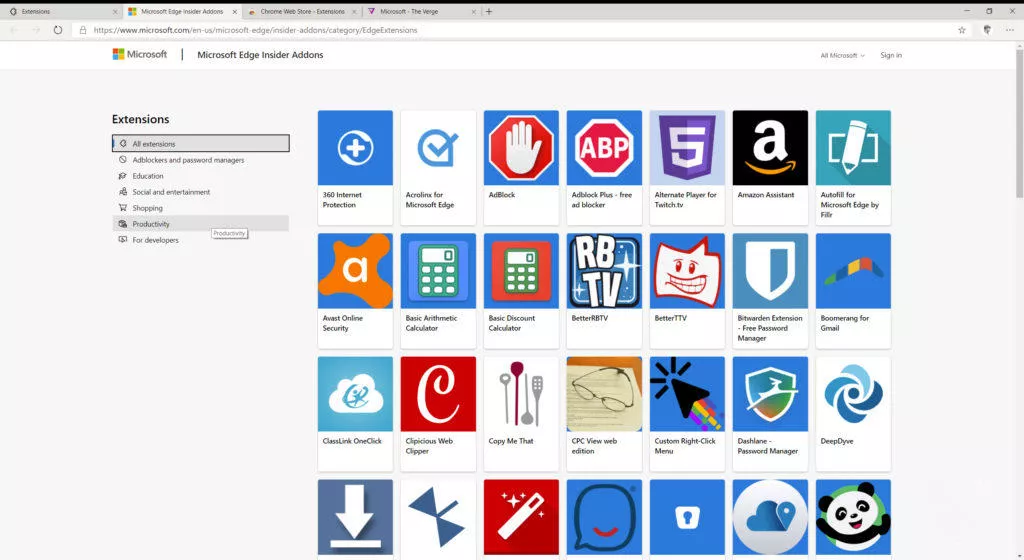 Microsoft edge chromium seznam rozsireni