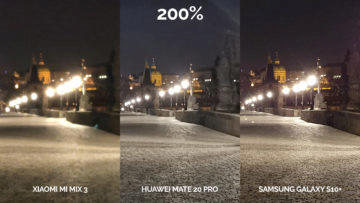 Noční fototest Samsung Galaxy S10+ vs Huawei Mate 20 Pro vs Xiaomi Mi Mix 3 karluv most detail