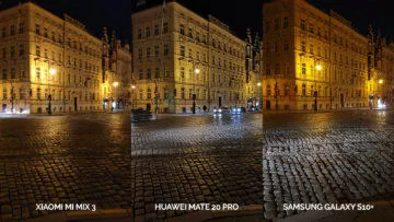 Noční fototest Samsung Galaxy S10+ vs Huawei Mate 20 Pro vs Xiaomi Mi Mix 3 křižovatka