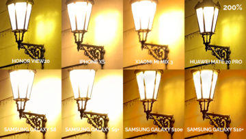 Noční fototest samsung xiaomi huawei apple honor lampa detail