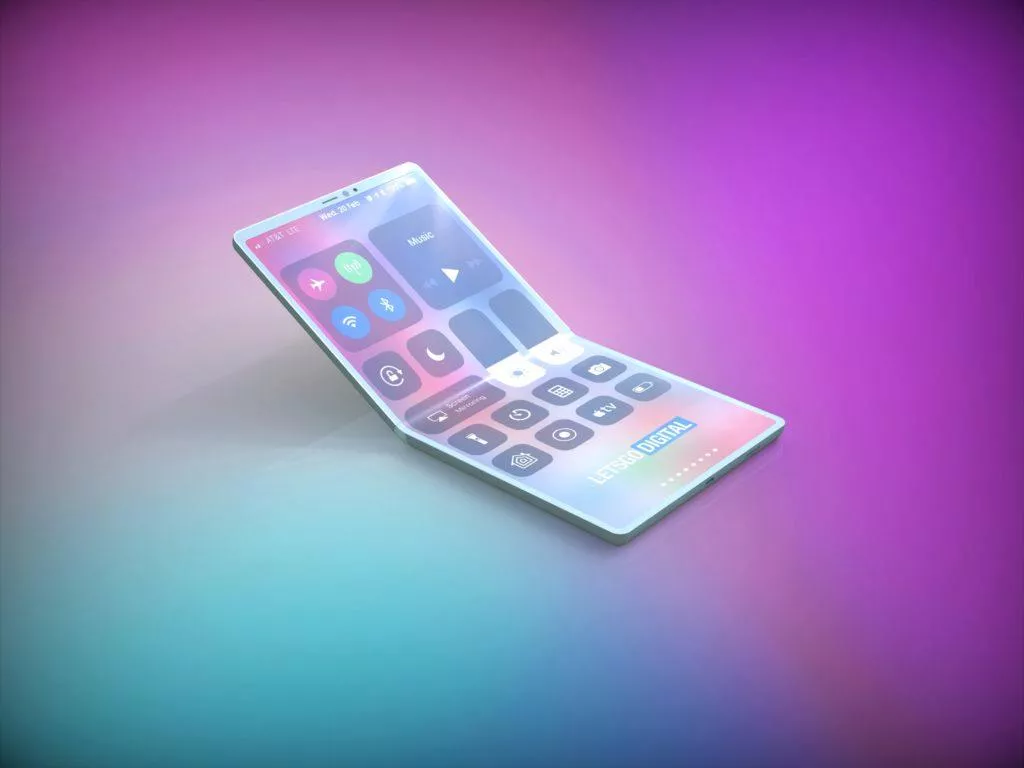 ohebny telefon apple render displej