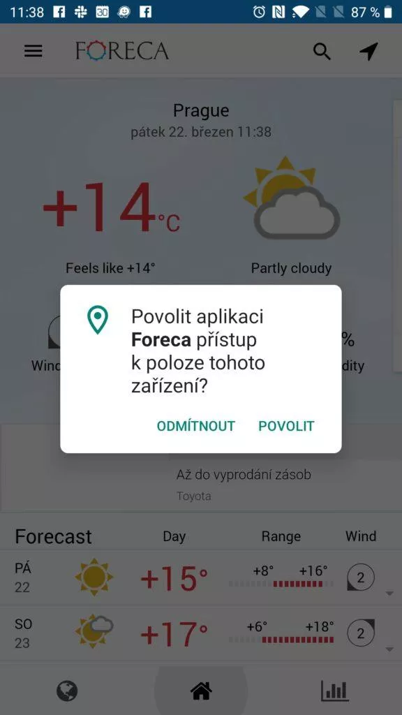 Požadavek na přístup k poloze