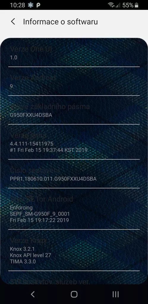 Samsung Galaxy S8 aktualizace Android 9 pie