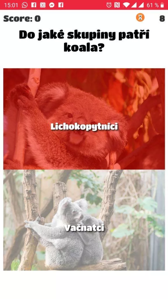 Špatná odpověď - červená