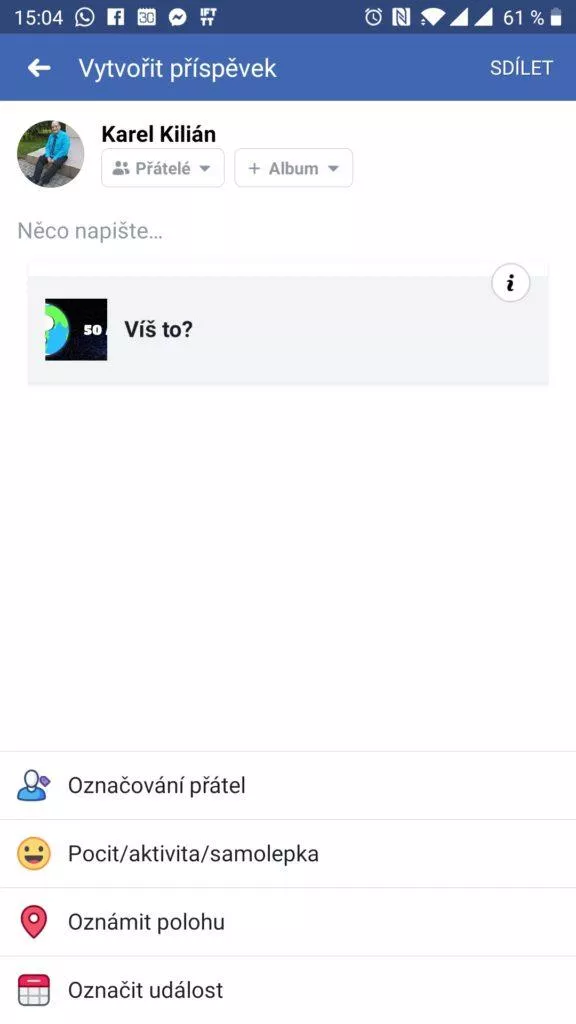 Své skóre můžete sdílet