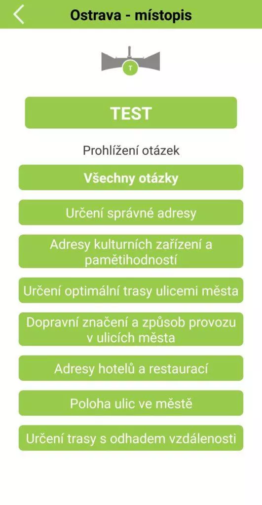 Taxi zkoušky android aplikace