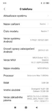 Xiaomi Redmi 7 MIUI nastaveni