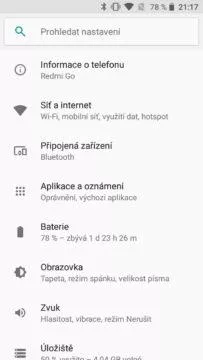 Xiaomi Redmi Go nastavení