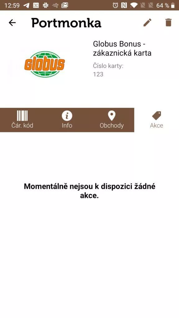 Akce daného řetězce