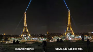 Fototest Huawei P30 Pro vs Samsung Galaxy S10 Plus eiffelova vez noc