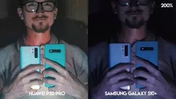 Fototest Huawei P30 Pro vs Samsung Galaxy S10 Plus noční selfie detail