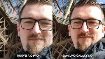 Fototest Huawei P30 Pro vs Samsung Galaxy S10 Plus selfie detail