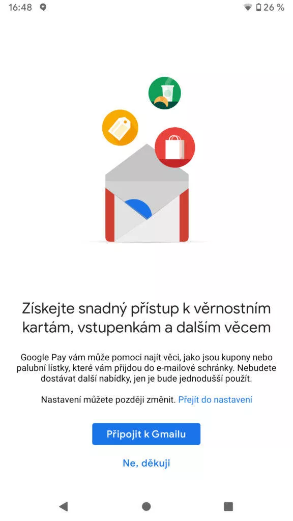 Google Pay integrace Gmail aktivace