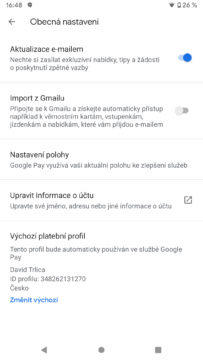 Google Pay integrace Gmail nastaveni