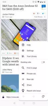 mozilla fenix menu