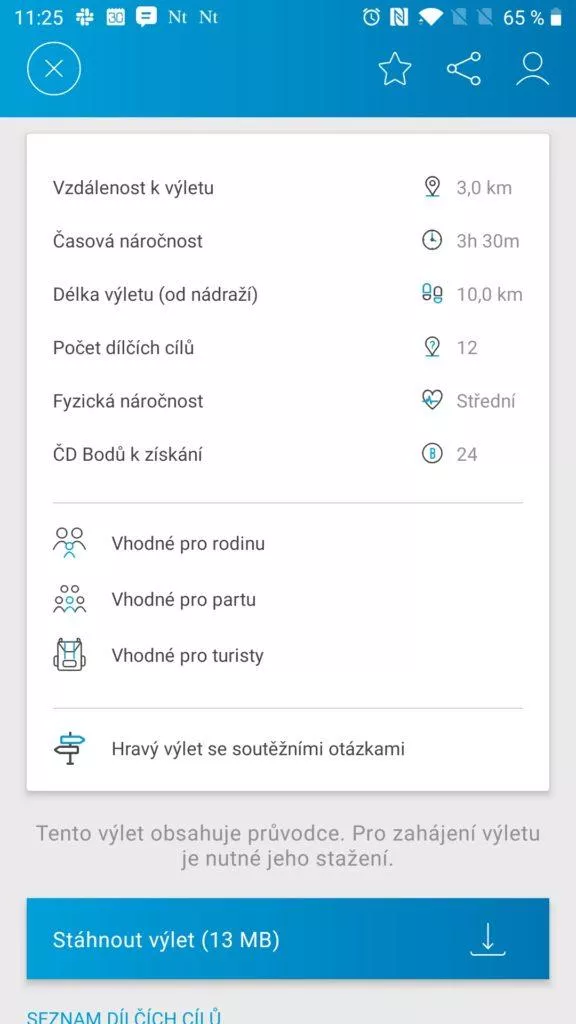 Podrobnosti o výletu