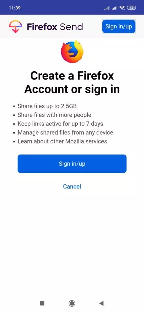 Registrace účtu Firefox