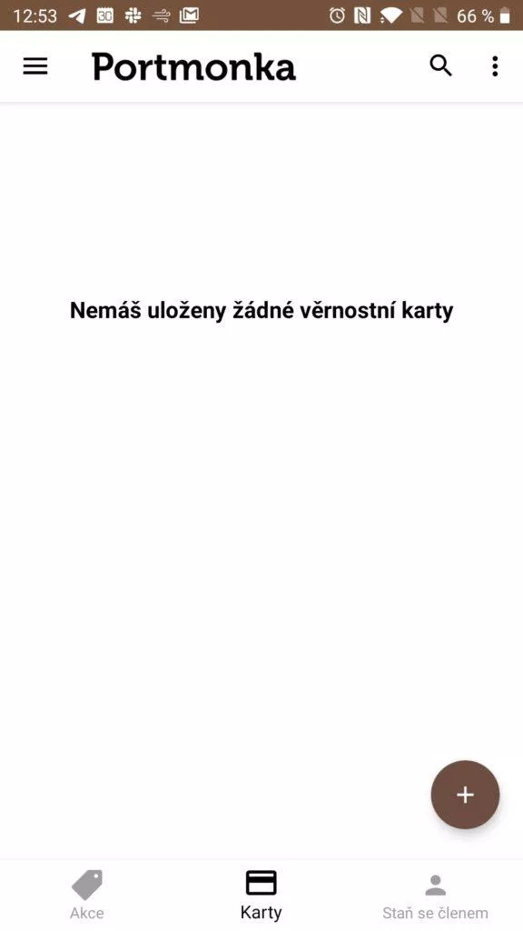 Sekce pro věrnostní karty