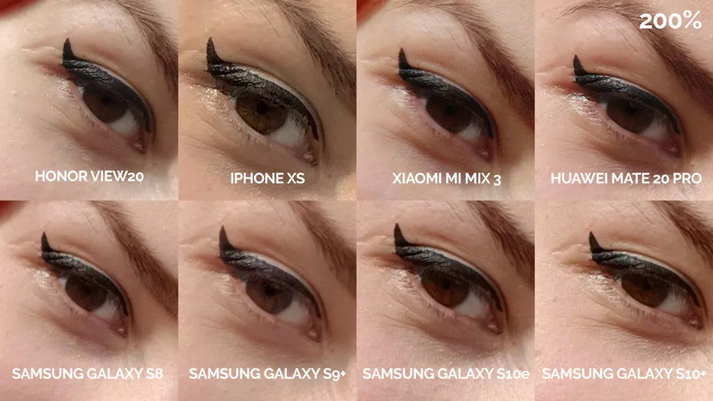 srovnání fotomobilů galaxy s8 s9 s10 mate 20 pro mi mix 3 view 20 iphone xs selfie modelka detail