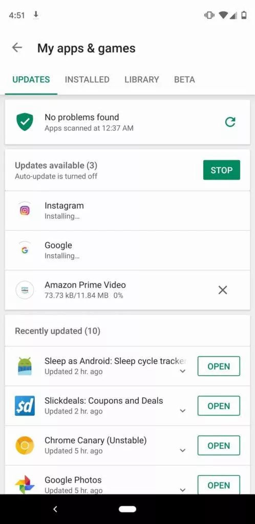 stahovani a instalace vice polozek obchod google play