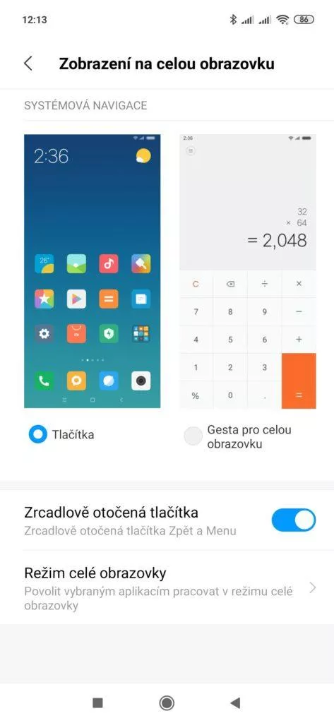 Uživatel si může vybrat, jestli tlačítka, nebo gesta