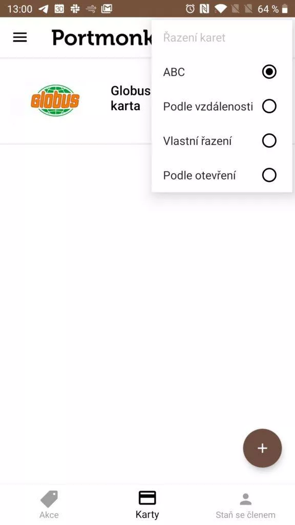 Věrnostní karty lze řadit